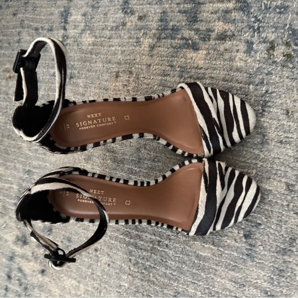 Next Black and White Zebra Print Sandals - Picture 2 of 10